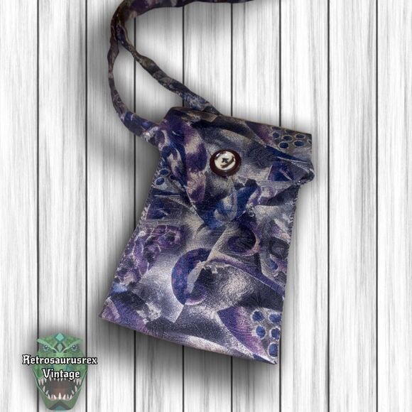 VINTAGE mens retro tie crossbody bag, upcycled repurposed shoulder purse - Picture 11 of 11